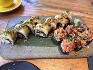 Foie gras and tartare rolls  at Desoriente - Poblenou in Barcelona
