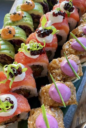 Set of vegan sushi options  at Desoriente - Poblenou in Barcelona