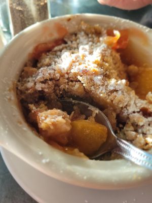 Peach cobbler at Stonecat Cafe in Hector