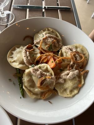 Vegan ravioli — expensive but tasty  at The Veraisons Restaurant in Dundee
