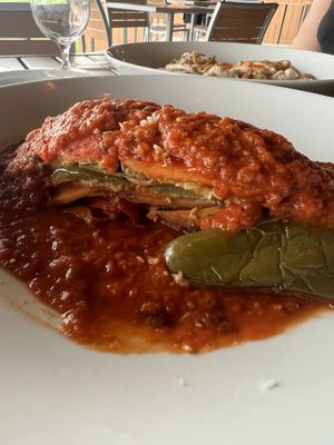 Vegan lasagna, side view   at The Veraisons Restaurant in Dundee