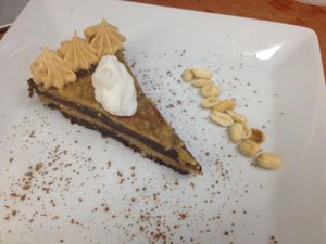 Winter Menu 2014: Vegan&GF Peanut Butter Chocolate Layer Cake Dates, Chocolate, Roasted Peanuts at The Veraisons Restaurant in Dundee