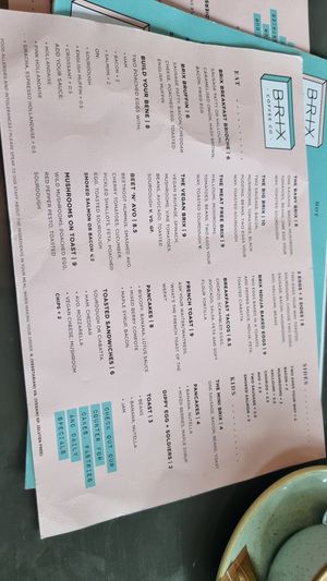 Menu at BRIX Coffee Co in Doncaster