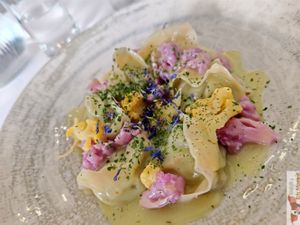 broccoli and soy ravioli, with a divine herb sauce at Brocoli in Lyon