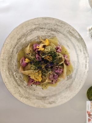 broccoli and soy ravioli, with a divine herb sauce at Brocoli in Lyon
