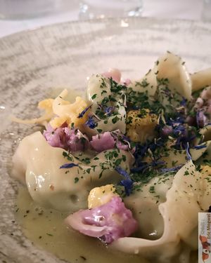 broccoli and soy ravioli, with a divine herb sauce at Brocoli in Lyon