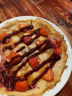 strawberry with strawberry confit pancake  at The Strawberry Field in Kenmare