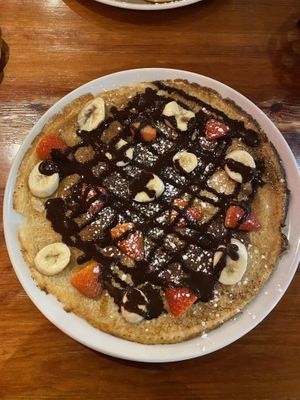 strawberry, banana, “nutella” (substituted for homemade vegan dark chocolate sauce)  at The Strawberry Field in Kenmare