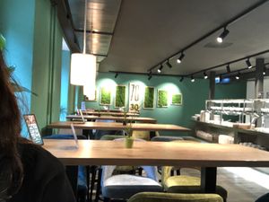 high tables to stand and sit  at 7030 Restaurant in Winterthur