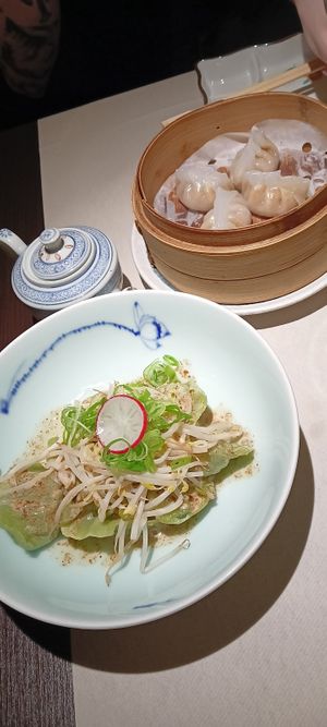 Crystal dumpling pumpkin and hazelnut, shuijiao spinach at Xiang DimSum  in Padua