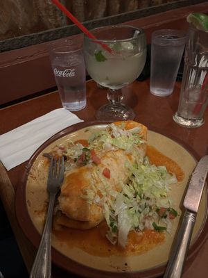 Vegan burrito with red saucee  at Roslyn Mexican Grill in Roslyn