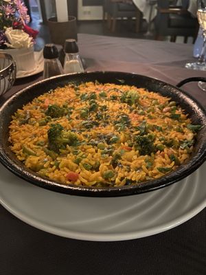 Vegetarian paella (enough for two if also enjoying starters!)  at Ô Playa in Agadir
