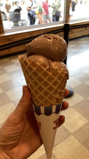 Choc raspberry! Delish  at Lewis Brothers Homemade Ice Cream in Provincetown