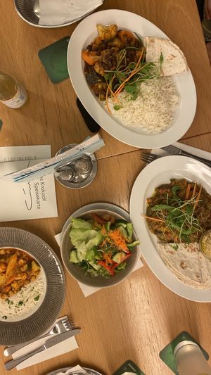 Curry, sörma (?) and another dish at Gelbes Krokodil in Linz