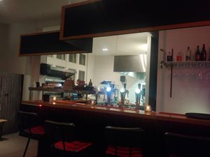 The bar / kitchen at Vegan Pizza Bar in The Hague