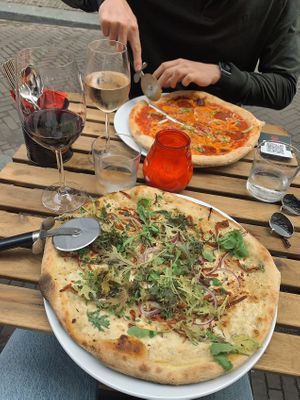 The carbonara pizza  at Vegan Pizza Bar in The Hague
