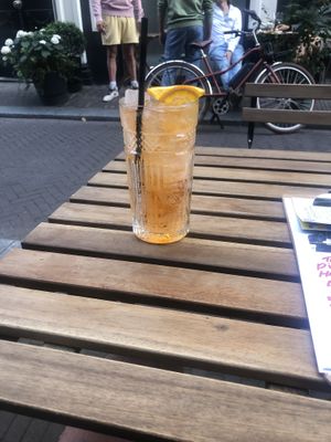 Aperol spritz mocktail  at Vegan Pizza Bar in The Hague