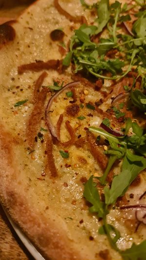 Carbonara pizza at Vegan Pizza Bar in The Hague