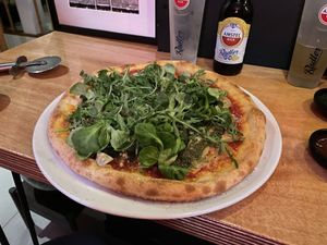 I think is garden pizza  at Vegan Pizza Bar in The Hague