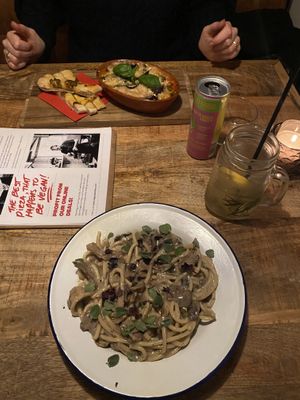 Truffle pasta & gnocchi melanzana  at Vegan Pizza Bar in The Hague