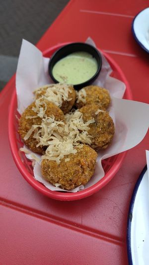 Arancini (risotto balls) at Vegan Pizza Bar in The Hague