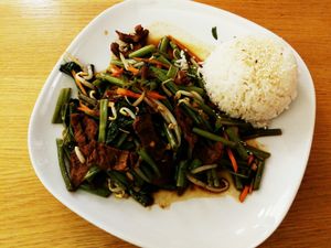 fake beef with waterspinach at Azuma in Linz
