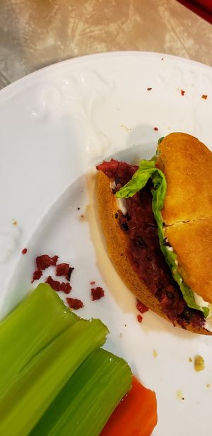 Beet burger at Pembroke Bakery and Cafe in Fort Wayne