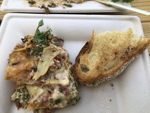 The other half with some garlic bread  at CoKiea's Kitchen in Portland