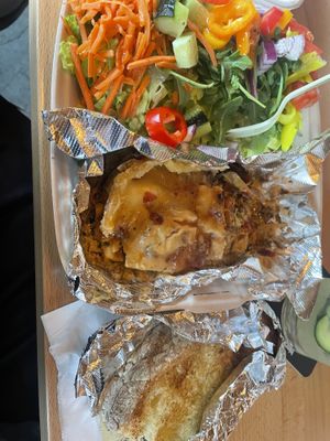 Lasagna came with big salad and bread   at CoKiea's Kitchen in Portland