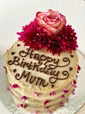 rose almond cake at Green Earth in Dubai