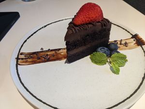 Chocolate mocha cake at Green Earth in Dubai