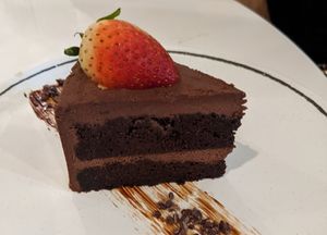 Chocolate cake at Green Earth in Dubai