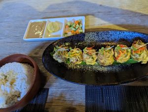 Fried stuffed tofu ( amazing dish)   at Green Earth in Dubai