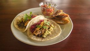 vegan taco breakfast. at Finca Bavaria in Uvita