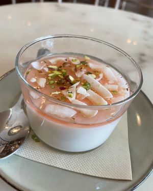 Desert - Cocoanut pudding with sweet rose water  at SHOSH in Lisbon