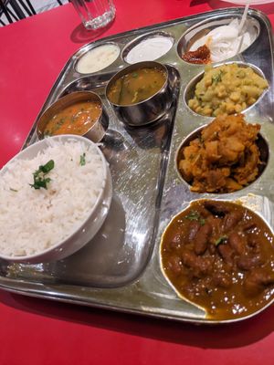 South Indian thali at Sri Periyava Dosa Bhavan in Surrey