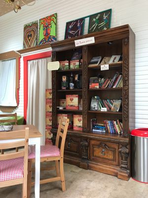 small library in back at Caffe Romeo in Charleston