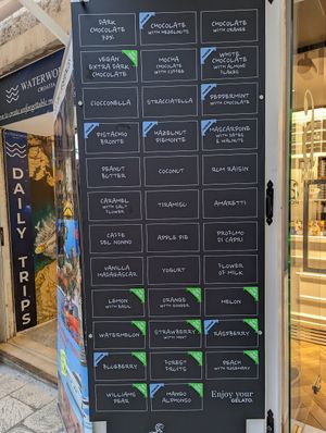 Vegan flavors clearly marked. at Aroma in Split