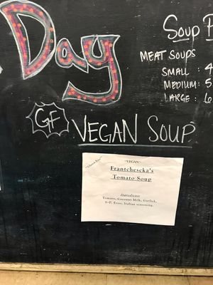 Vegan soup menu at Natural Living Center in Bangor