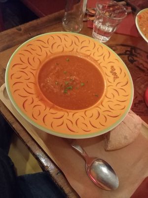 Tomate sopa de coco at Tortillas in Eindhoven