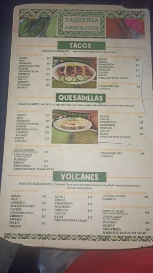 Menú at Taquería Los Arbolitos in San Francisco