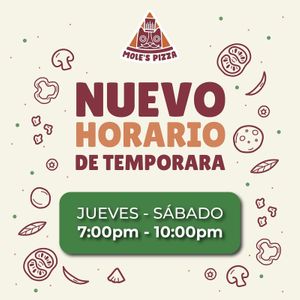 New opening hours as of June 2023  at Mole's Pizza in Puerto Vallarta