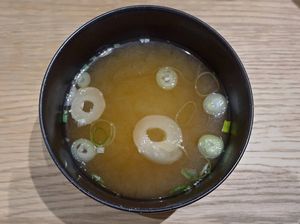 miso soup at Minari in Southport