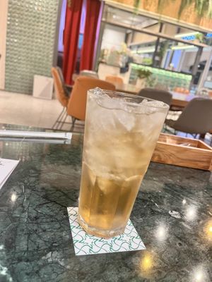 Iced lemongrass tea   at Baanying's Plant-Based Ying's Garden  in Bangkok