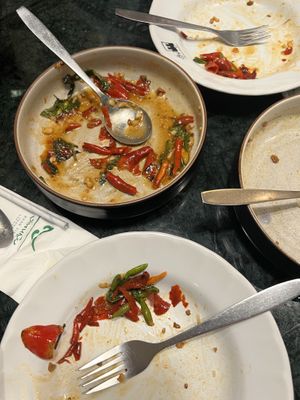 All of the chillis   at Baanying's Plant-Based Ying's Garden  in Bangkok