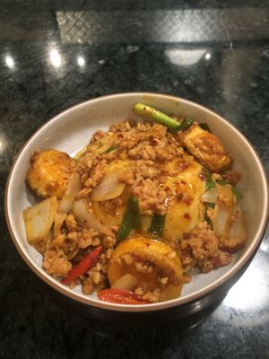 omelette with tofu  at Baanying's Plant-Based Ying's Garden  in Bangkok