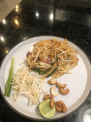 pad thai with tofu  at Baanying's Plant-Based Ying's Garden  in Bangkok