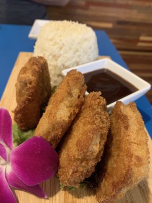 Tofu Katsu. Sauce is like a bbq/steak sauce mix.  at The Sushi Samurai - Queen Anne in Seattle