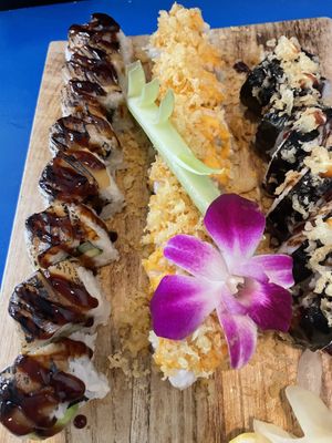 Green dragon, crunchy salmon and Orion   at The Sushi Samurai - Queen Anne in Seattle