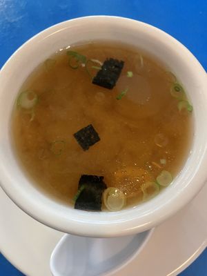 Miso soup —tasted sweet (didn’t like)  at The Sushi Samurai - Queen Anne in Seattle